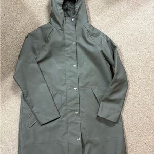 Joe Fresh Women's Olive Green Hooded RainCoat